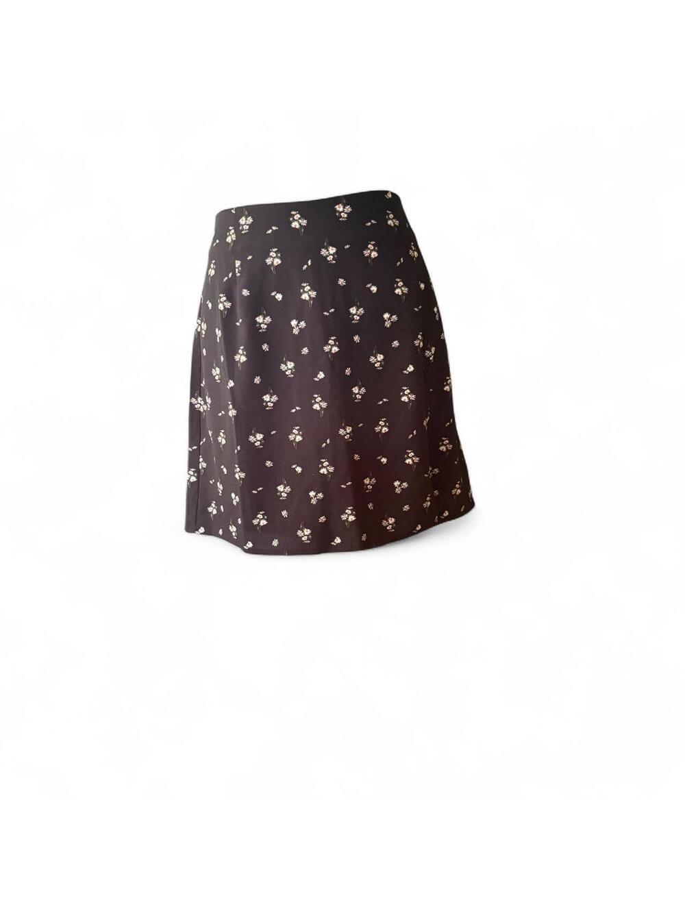 Aéropostale Black Mini Skirt with Tiny Daisy Floral Pattern, Size L